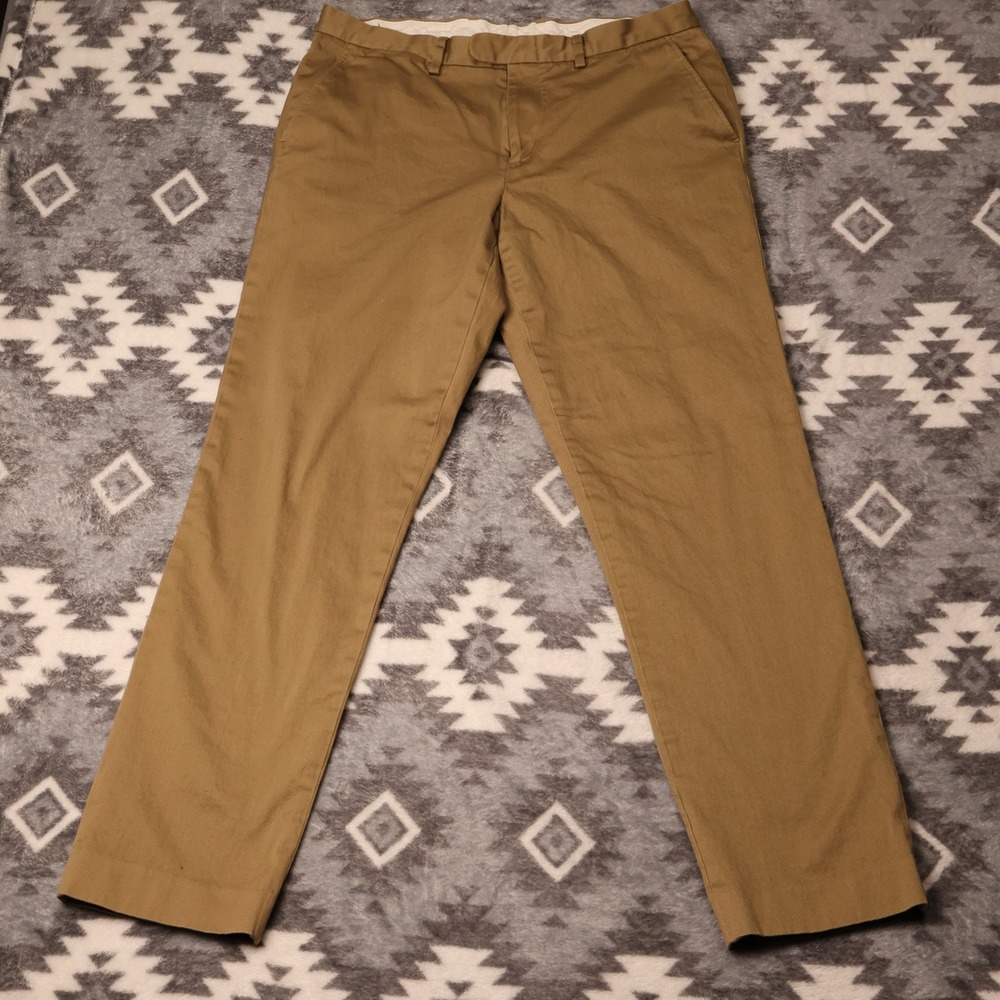 J.Crew Bowery Stretch Slim Pants Khaki Tan Chinos Mens 34x32